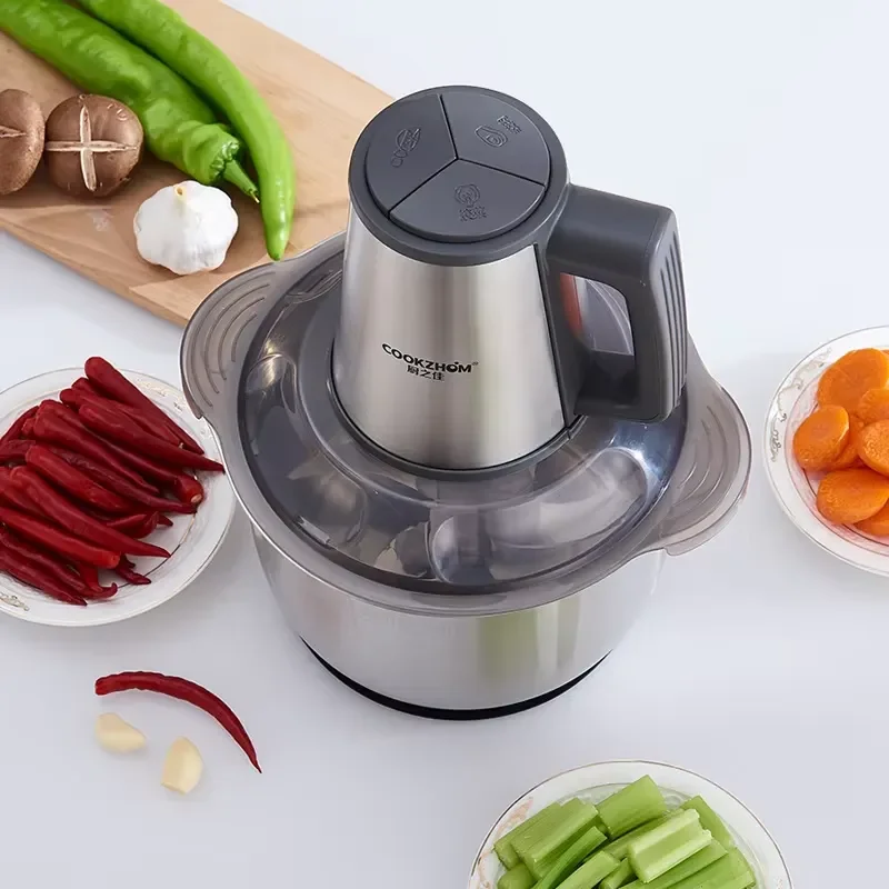 5L Electric Meat Grinder Stainless Steel Household Large Capacity Multifunctional Chopper for Vegetable Garlic Chili Sauce