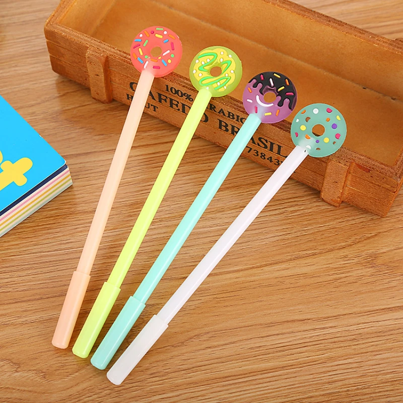 

50PCS Cute doughnut Rollerball pen creative learning stationery candy colored student pen small fresh cartoon signature pen