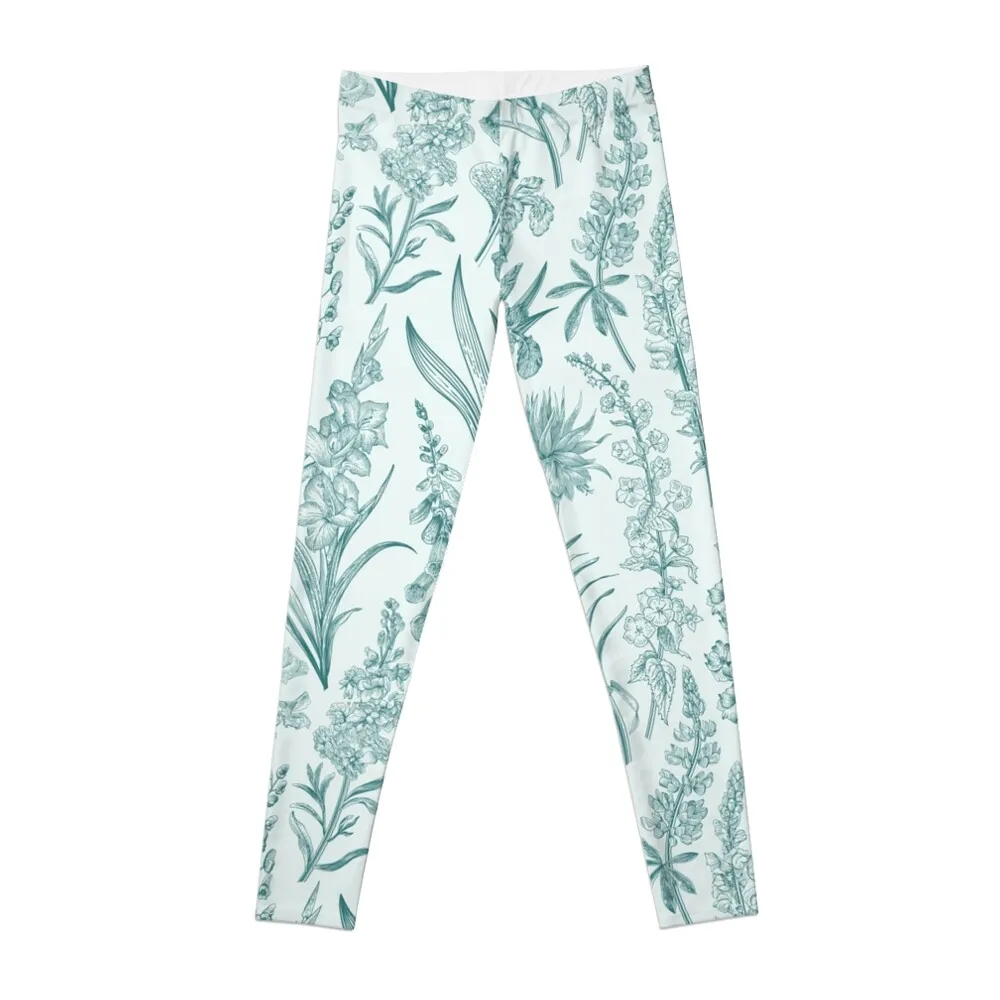 

Vintage Garden Mint Green Toile Floral Pattern Leggings Legging sport for fitness Womens Leggings