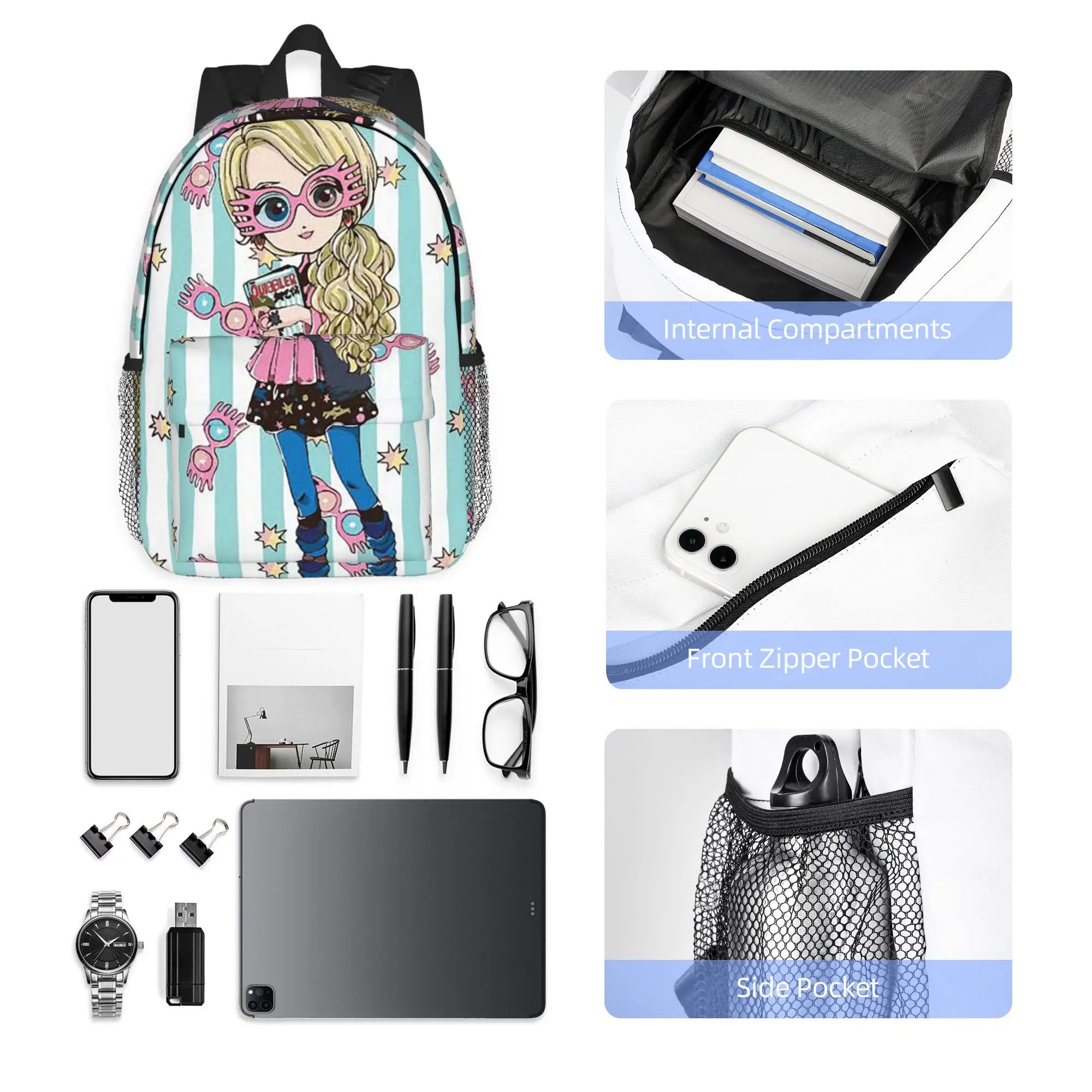 Mochila para gafas Luna L-Lovegoods, gran oferta, mochila de gran capacidad para niños y niñas, bolsos de hombro para hombres y mujeres, mochila escolar
