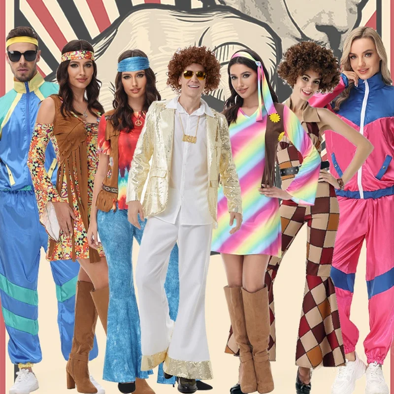 loween Hip Hop Performance Costume 7080s Retro Disco Hippie Cosplay Stage Performance Clothes Women's Ethnic Faion