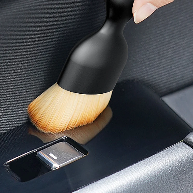 Cepillo suave para limpieza de salida de aire de coche, herramienta de limpieza Interior de coche con carcasa, cepillo Artificial para coche, polvo para grietas de coche, detalles de coche