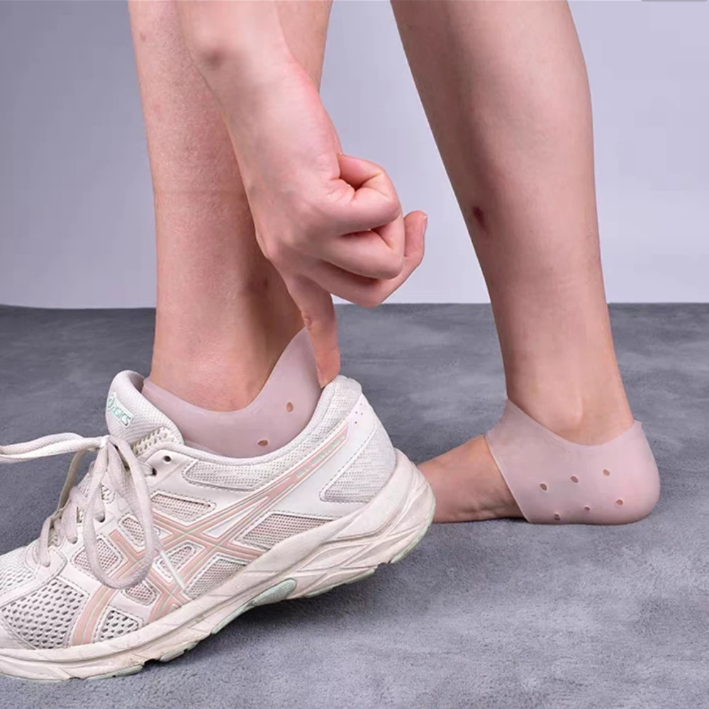 2Pairs Silicone Heel Pads Anti Cracking Foot Pad Plantar Fasciitis Pain Relief Heels Protectors Moisturizing Feet Skin Gel Socks