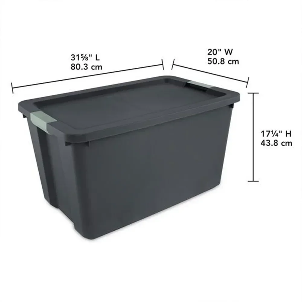 4 Pack 34 Gallon Latch Tote, Stackable Plastic Storage Bin Container