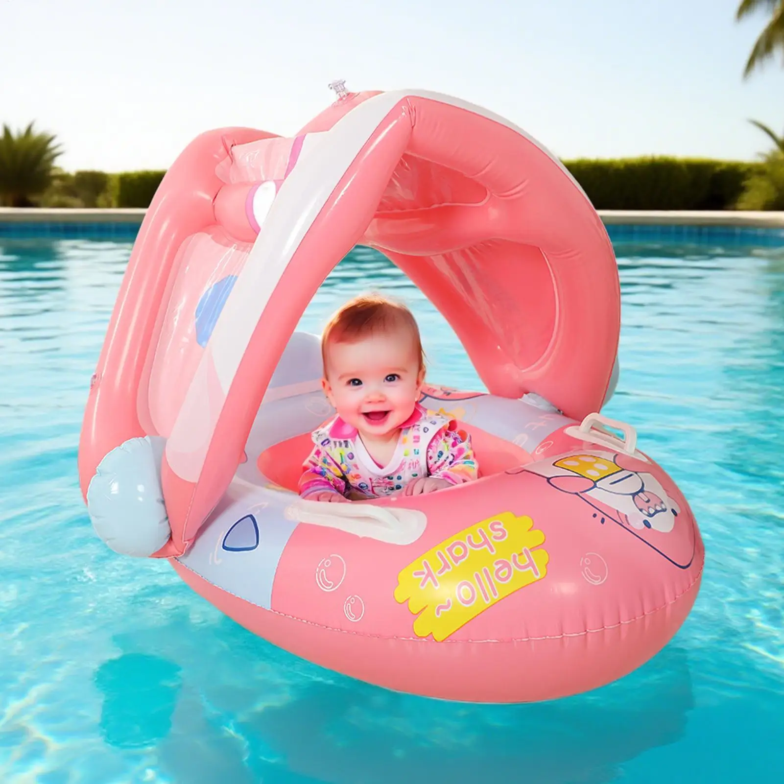 Horn Boot aufblasbare Baby Schwimmen Float Schwimmen Trainer Pool Schwimmt Schwimmen Ring Baldachin Schwimmen Ring Für Säuglings Schwimmer