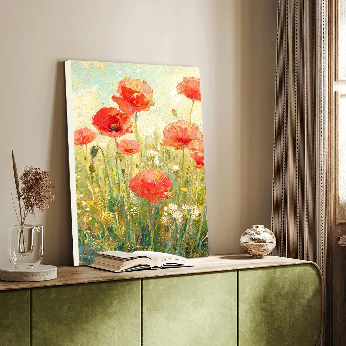 印象派の野花油絵キャンバスウォールアート、額入り花の静物画プ - Home Decor Mirror のレビューと価格