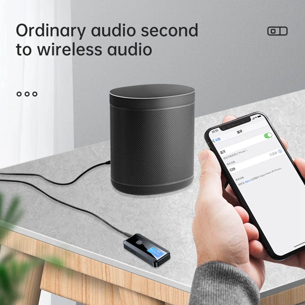 Nieuwe Bluetooth 5.0 Adapter Twee-In-Een Draadloze Audio-Ontvanger Zender Grote Lcd-Scherm Lossless Geluidskwaliteit