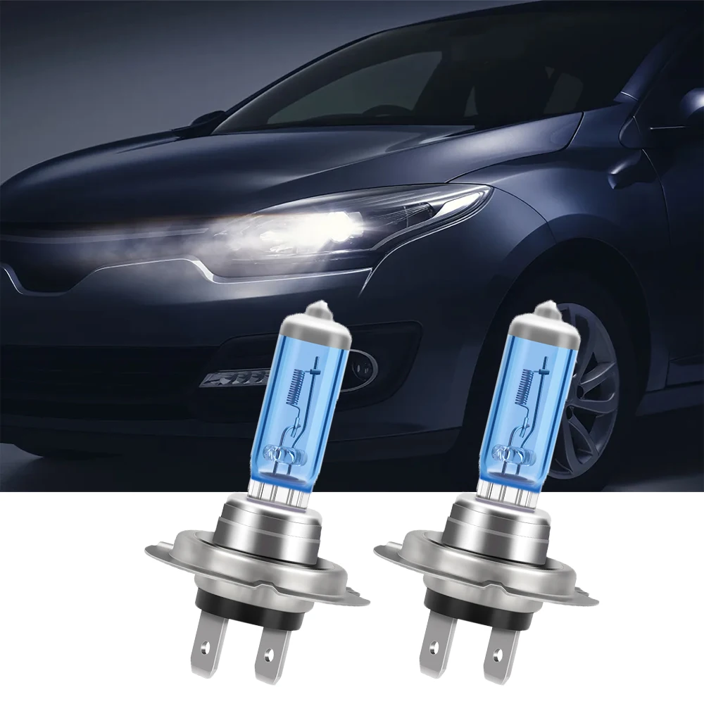 2pcs Halogen Bulbs H7 12V Xenon White 6000K Super Bright Halogen Car Headlights Lamp Bulbs Auto Lighting Headlamps