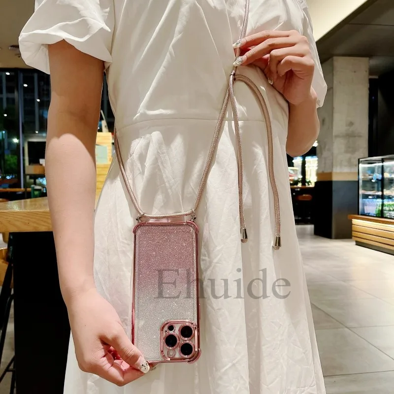 Glitzernde, stoßfeste, transparente Crossbody-Hülle mit Trageschlaufe für Samsung Galaxy A55 A35 A36 A15 A54 A57 A37 A17 A56 A16 – Detail 7