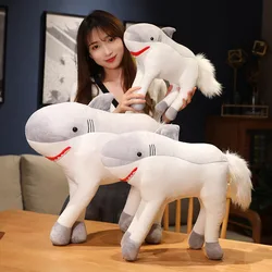 50cm Kawaii Transformed Shark Horse Plush Toy Cute Horse Doll Animal Pillow Soft Cartoon Cushion Children's Christmas Gift