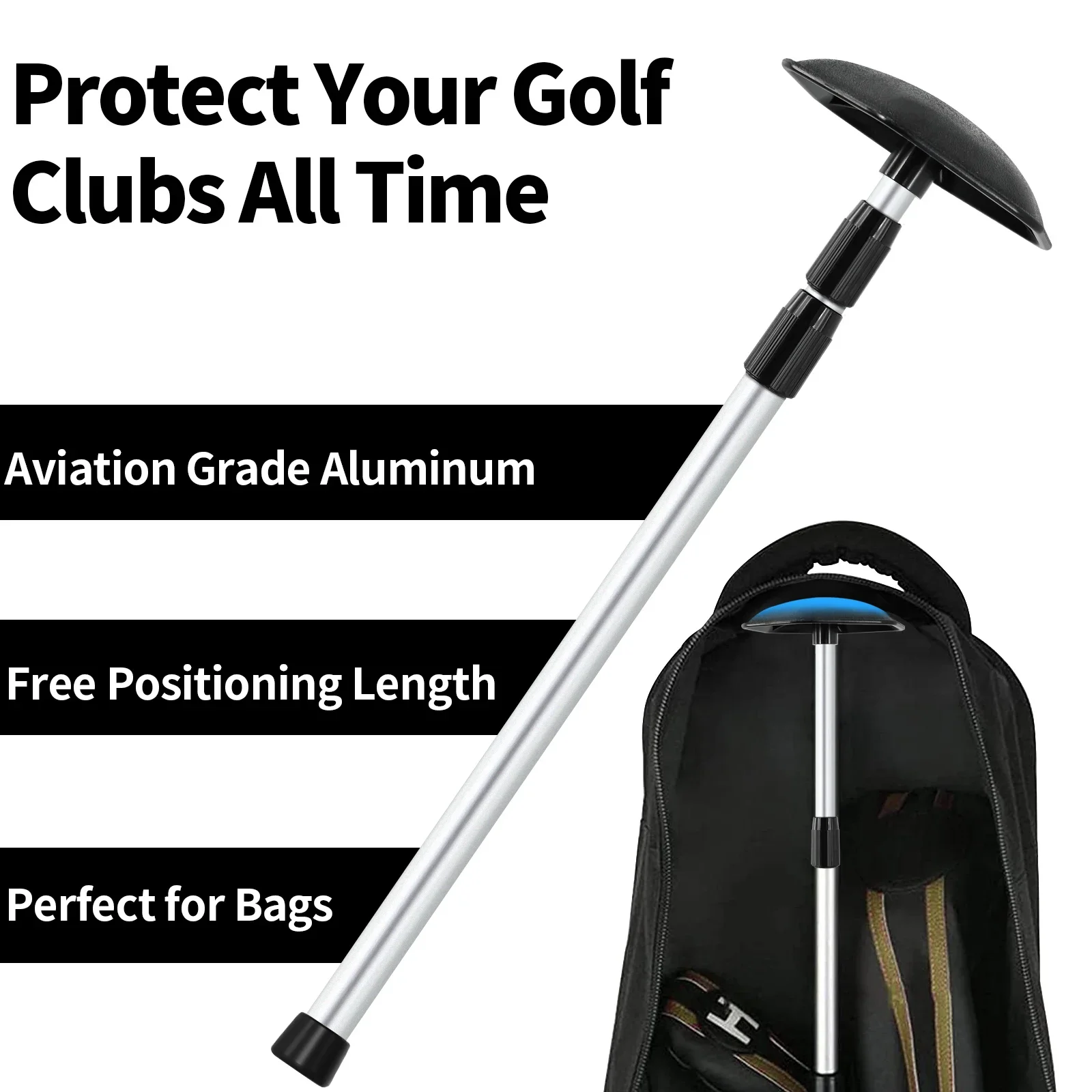 SANLIKE Adjustable Stretch Golf Clubs Travel Support 54 inch Aluminium Supplies Accessories Protection Shock Absorption Clubs