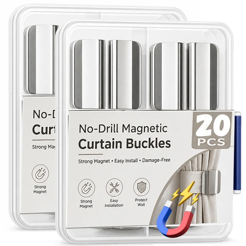 Nail Free Curtain Magnetic Clip Removable Window Curtain Closure Clip Adjustment Magnet Buckles Detachable Screen Fixed Fastener
