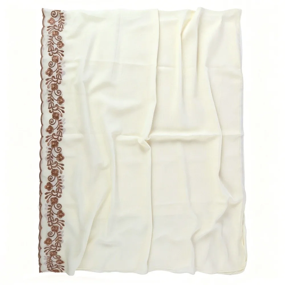 Elegant Sheer Chiffon Scarf Breathable Lightweight Head Wrap Solid Color Scalloped Edge Lace Trim Shawl Office Outfit
