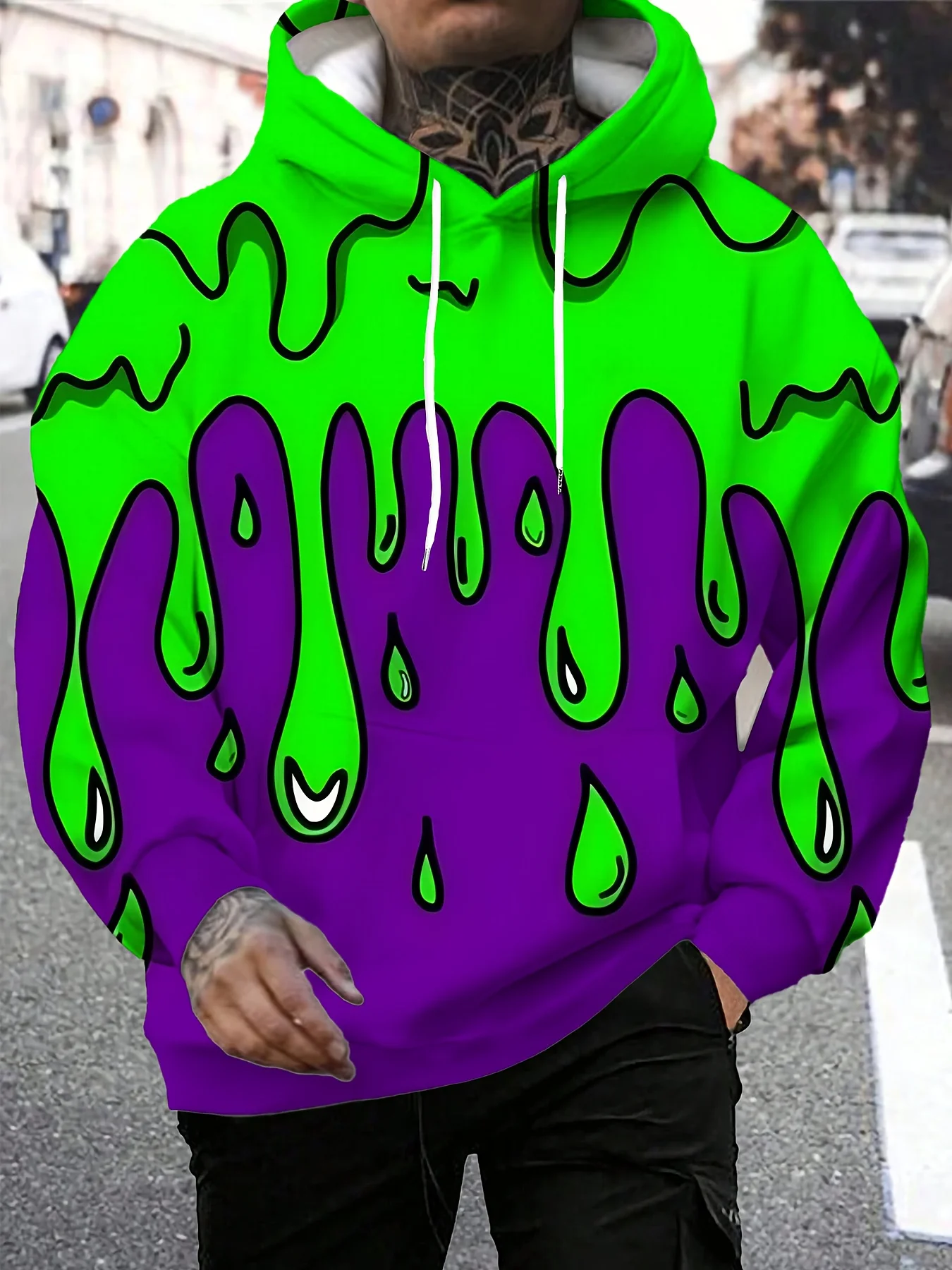 

Men'sSweatshirt Stretchy Knit Fabric Gym Workout Casual Streetwear with Adjustable Hood Comfortable Material Pullover Sweatshirt