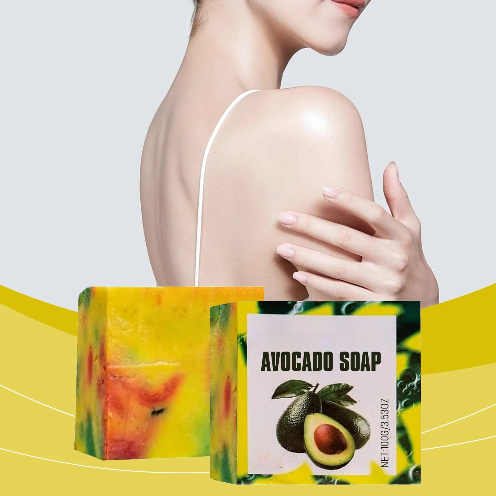 Avocado Bath Soap, gently nourishes skin, moisturizes, cleans pores, refreshing and non‑sticky body bath soap