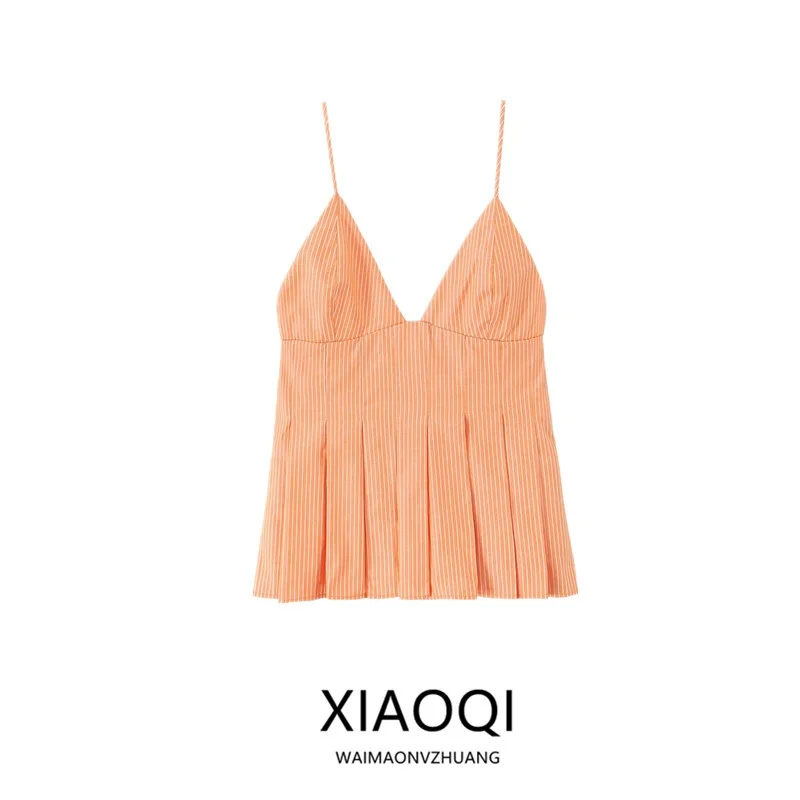 

Women's Casual Strapl Stripe Top Summer 2025 New Arrival Versatile ort Svel Blouse Faionable Trendy Vest