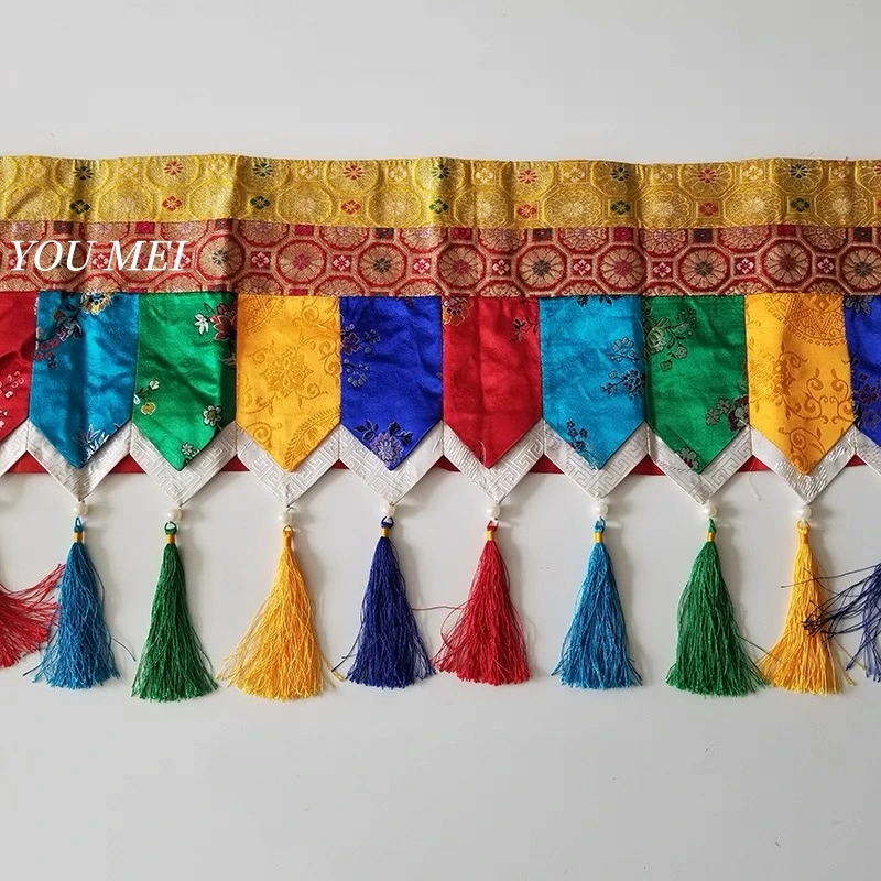 Buddhist Hall Arrangement Hanging Decoration,Tibetan-Style Five-Colored Victory Curtain,1 m Prayer Flag Hanging Banner Curtain