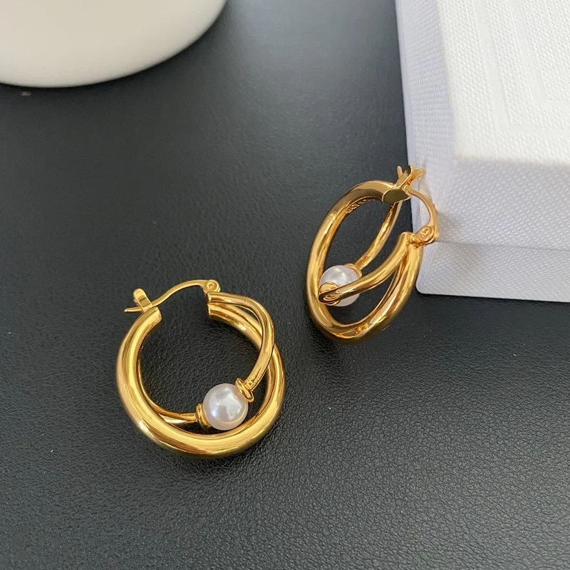 European and American style niche design high sense fashion irregular geometric round dish winding earrings retro stud earrings