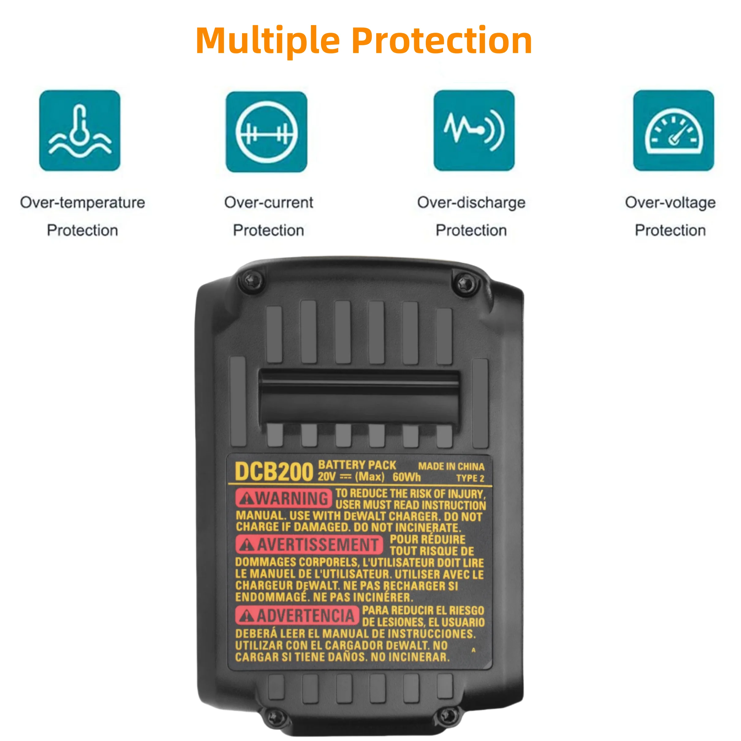 For Dewalt 20V Battery 5AH DCF850 DCB200 DCB184 Lithium Battery Compatible With All DEWALT Series Of 18V/20V Power Tool