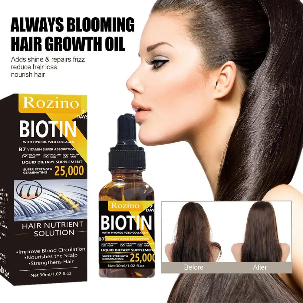 Aceites para el crecimiento del cabello, fertilizante para el crecimiento del cabello, biotina y colágeno Natural para la pérdida del cabello, Nouris K5U0