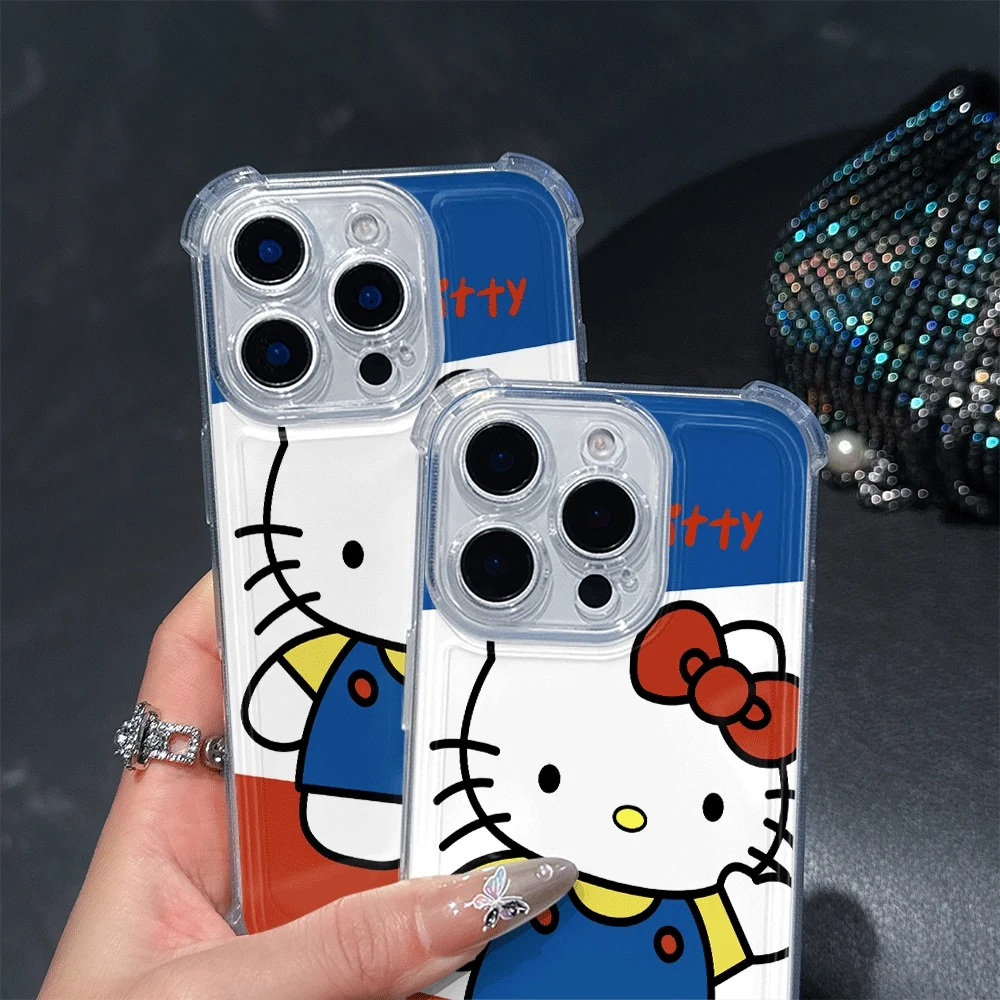 Sanrio étuis de téléphone portable pour IPhone 15 IPhone 16/15/14/13/12/11/x/xs/xs Max fille coque de téléphone transparente prévention des chutes Hellokitty