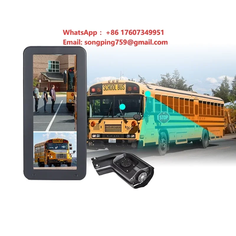 12.3 Inch IPS Split Screen 1080P Bus Truck Car Rearview Mirror  DVR Side View Mirror Truck mera System With Long Arm Camera