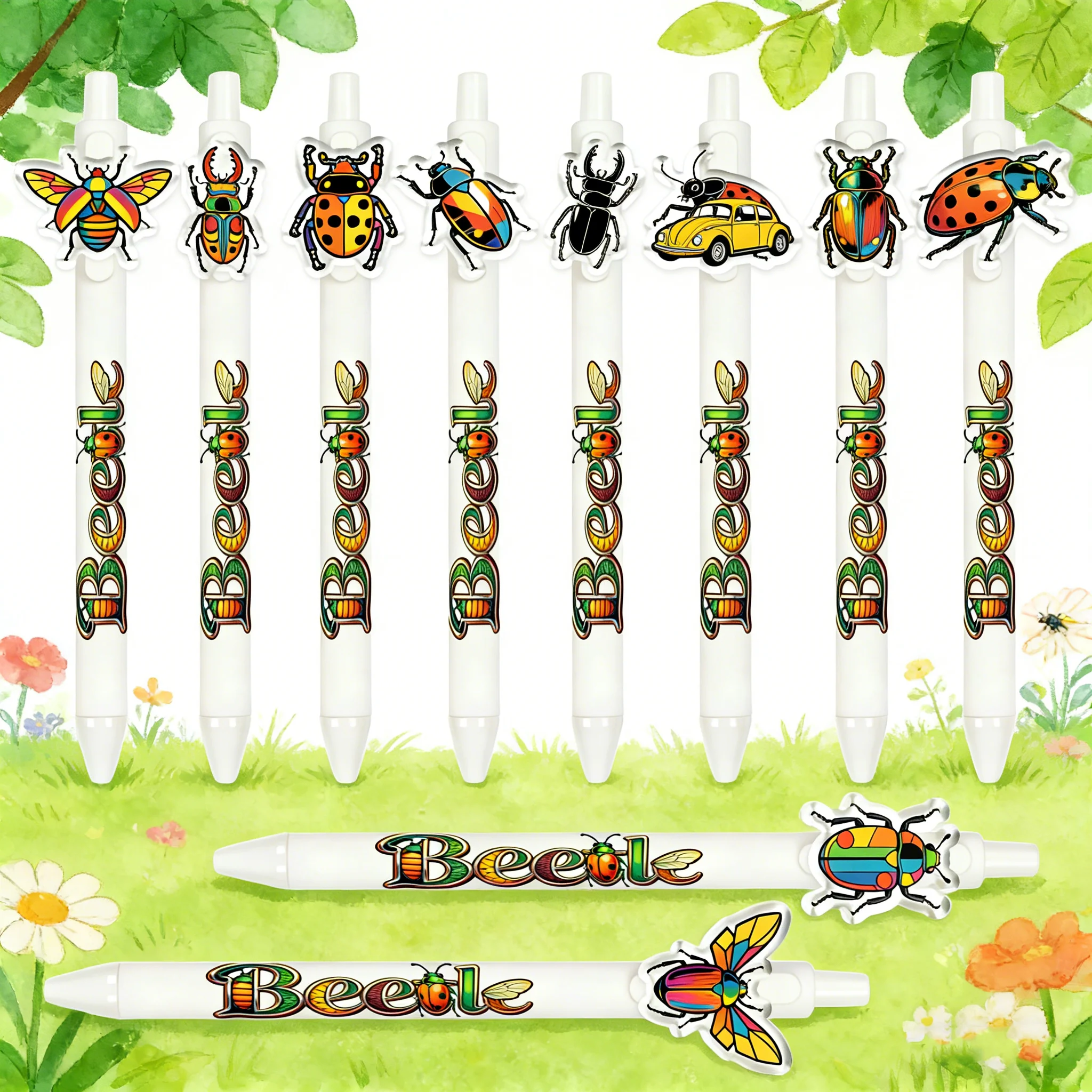 

10pcs/14pcs insect beetle pattern ballpoint pen, office and study universal pen
