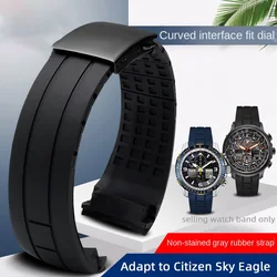Curved rubber strap 23mm For Citizen Sky Eagle JY8030-83E 8033 8035 Blue Angel JY8078 rubber bracelet sports diving watch chain