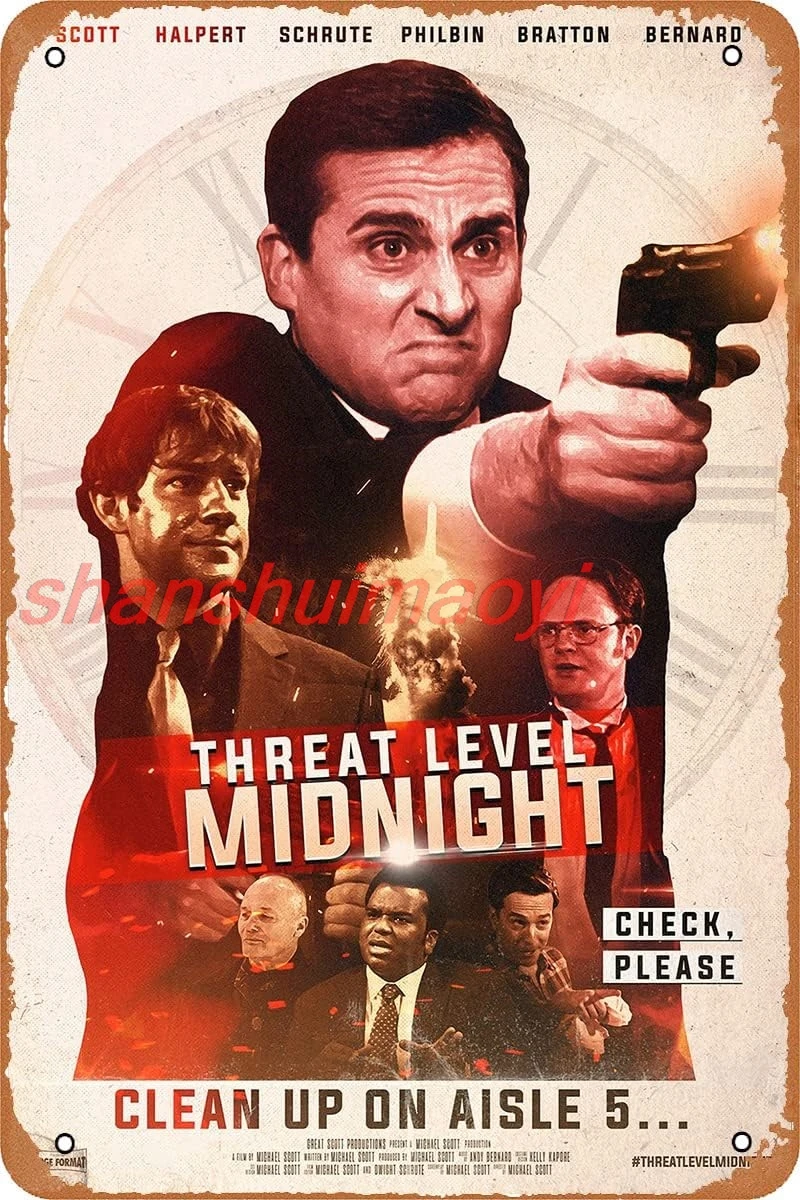 Threat Level Midnight Movie Poster Retro Metal Sign for Cafe Bar Pub Office Garage Home Wall Decor Gift Vintage Tin Sign 12 sign