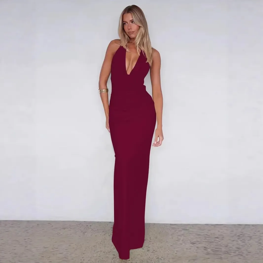 Backless Off Shoulder Dress Slim Fit Sexy with Party Dress Wrinkle Resistant Finish Sleeveless a Line Silhouette Daily for Women