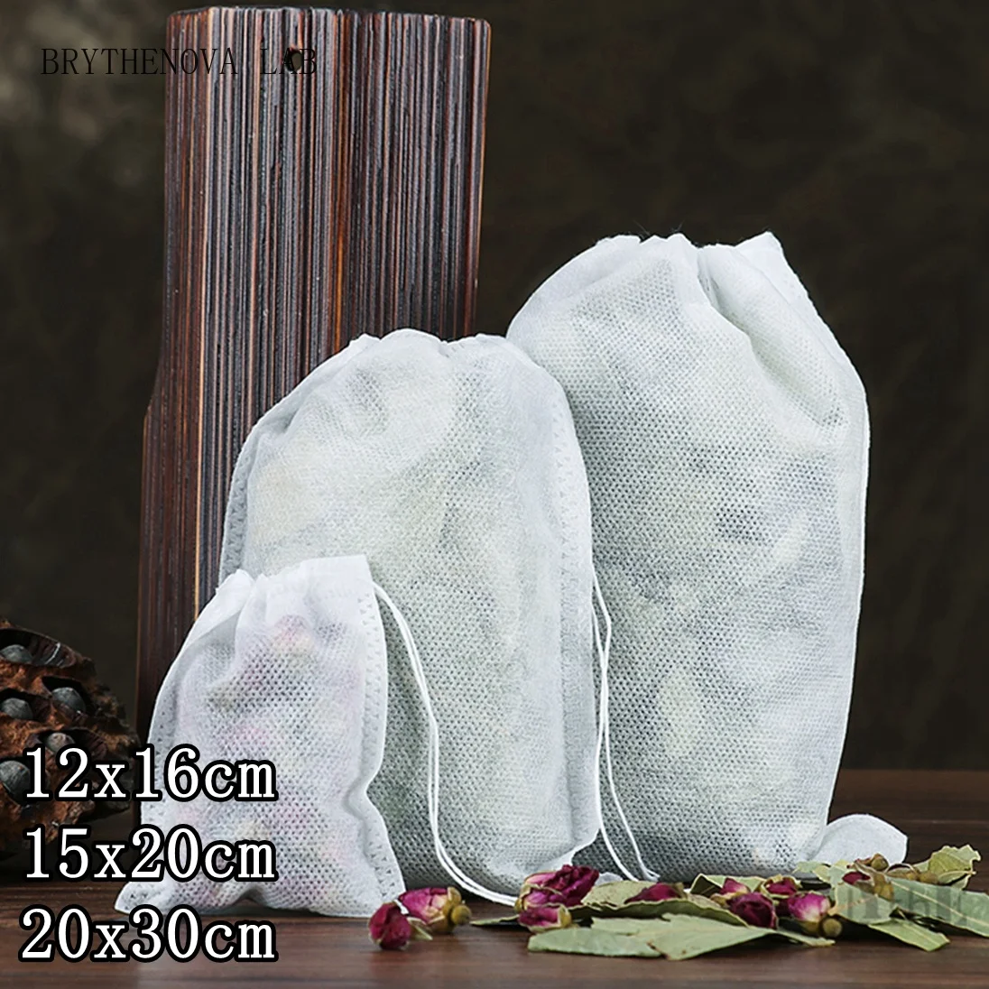 100Pcs Large Disposable Teabags Tea Filter Infusers 15x20/20x30cm Tea Empty Bags Non-woven Fabric Drawstring Seal Bags