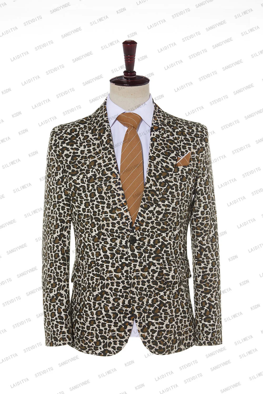 2023 Leopard Suits Men Slim Fit Casual Daily Single Breasted Coat Pant Design Latest Smoking Groom Blazer 2 Pieces Blazer+Trouse