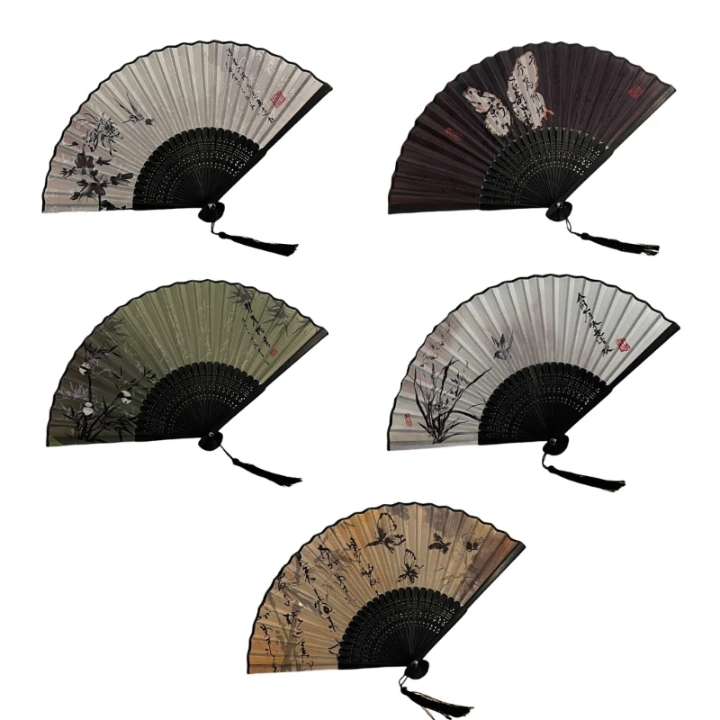 Foldable Fan With Comfortable Grip and with Scenery and Print for Summer Cooling and Home Decoration