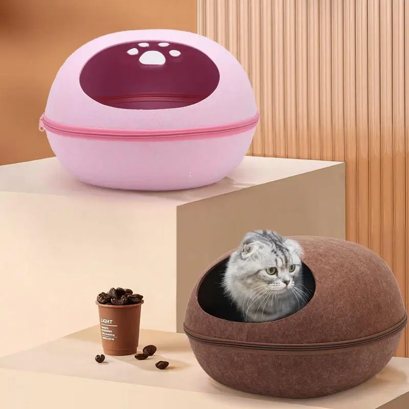 

Pet Nest Felt Cat Nest Egg-shaped Large Space Semi-enclosed Removable And Washable Breathable Lightweight Cat Bed Cat Nest