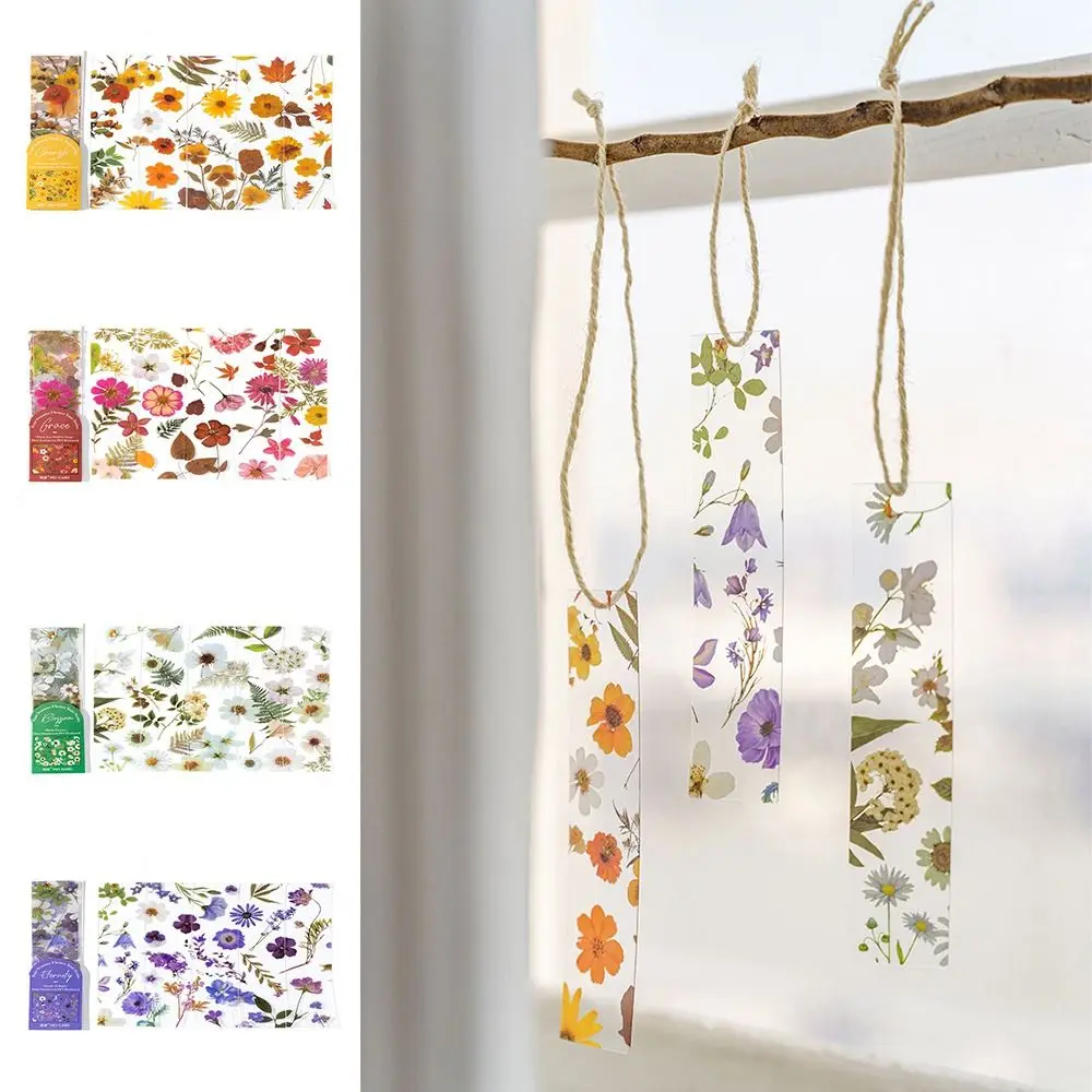 5pcs Student Supplies PVC Flower Travel Series Bookmark Translucent Four Seasons Book Page Marker Stationery Reading Book Mark