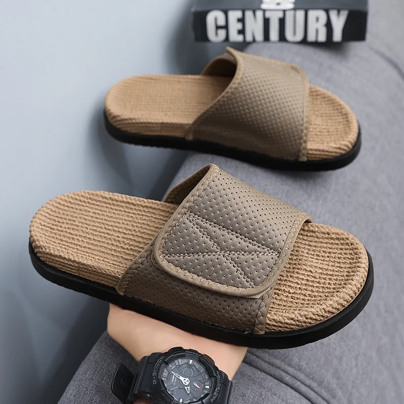 Pantuflas casuales para hombre con plantilla de corcho, nuevas sandalias de verano con suela suave, antideslizantes, transpirables, ligeras, para caminar al aire libre.