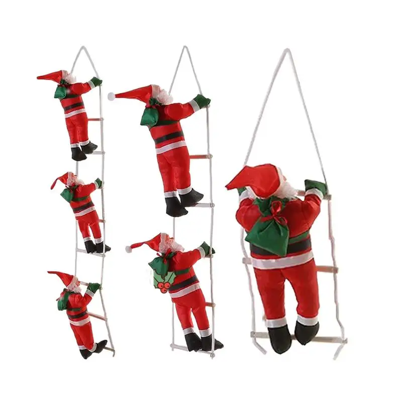 

Santa Claus Climbing Ladder Tree Wall Hanging Climbing With Rope Pendants New Year Decoration Rope Doll Household Accessories