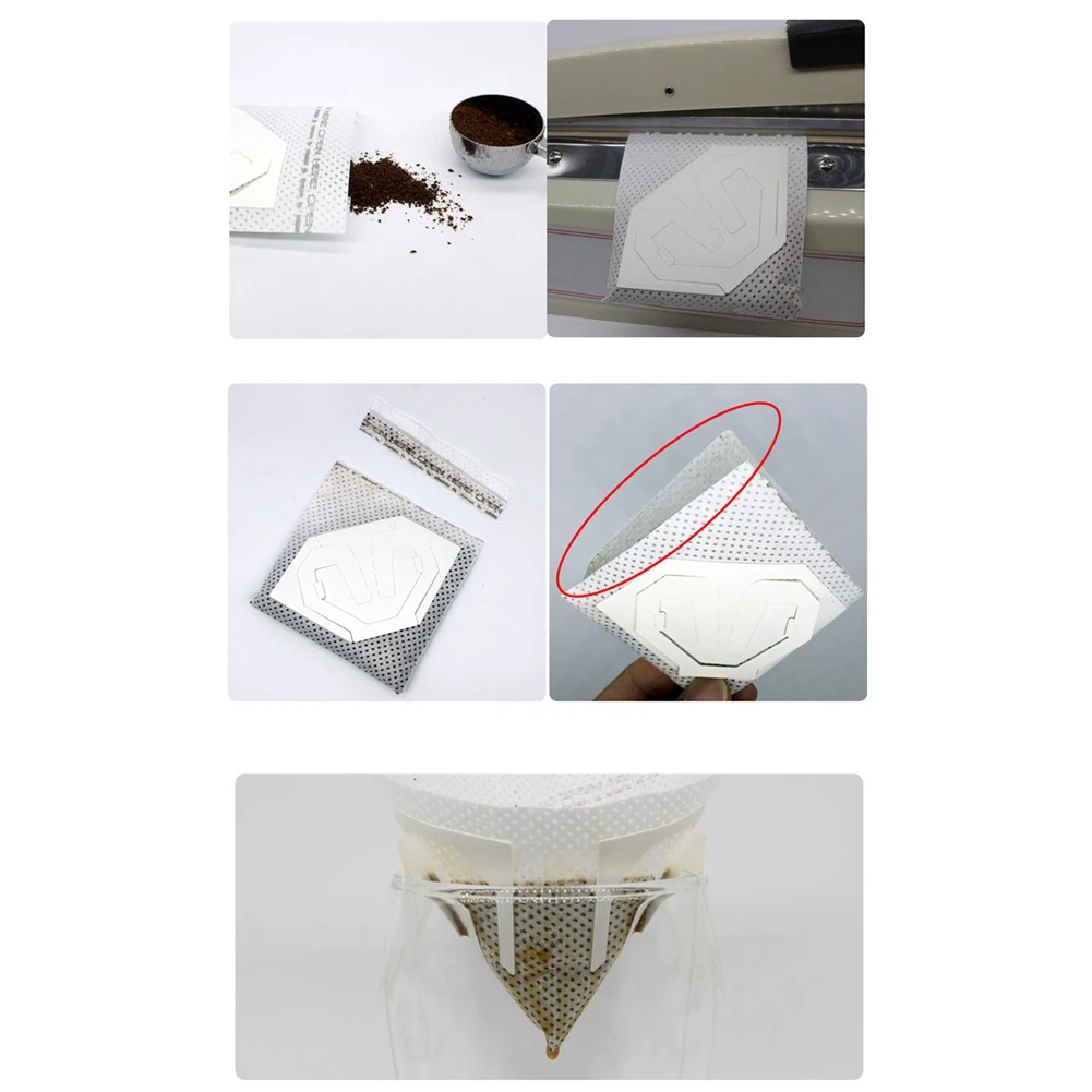 50Pcs Portable V-Type Coffee Filter Paper Bag Hanging Ear Drip Coffee Bag Serve Disposable Drip Coffee Filter Bag