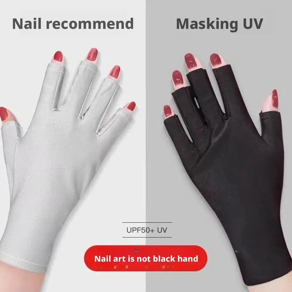 New Ice Silk Five-Finger Driving Gloves Thin Summer Half Finger Nail Art Sun Protection for Tea Picking Women Youth Fashion