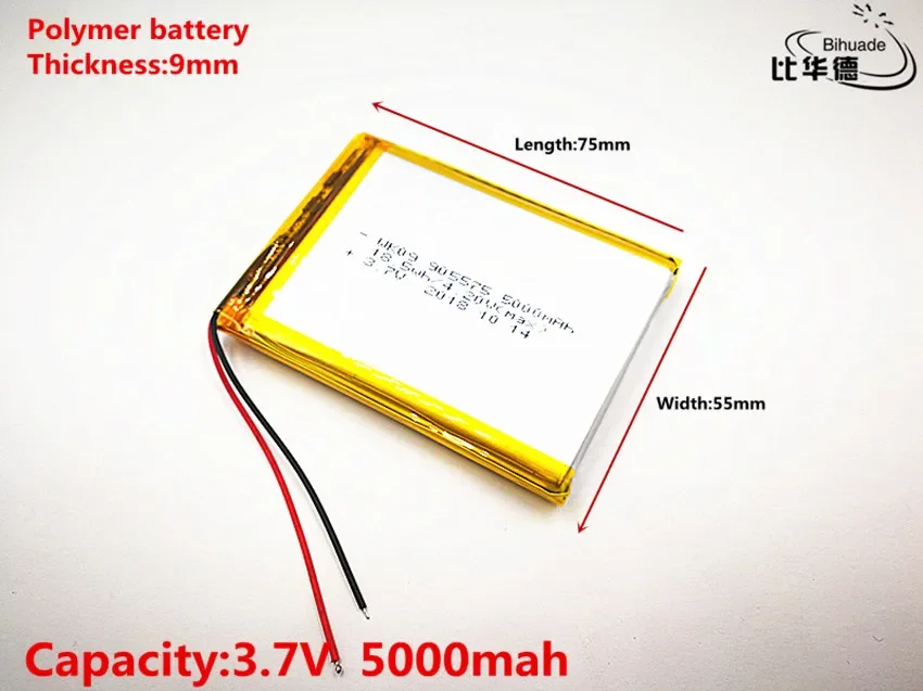 Dobra jakość 3.7 V, 5000mAH 905575 polimerowy akumulator litowo-jonowy/litowo-jonowy do tabletu pc BANK, GPS, mp3, mp4