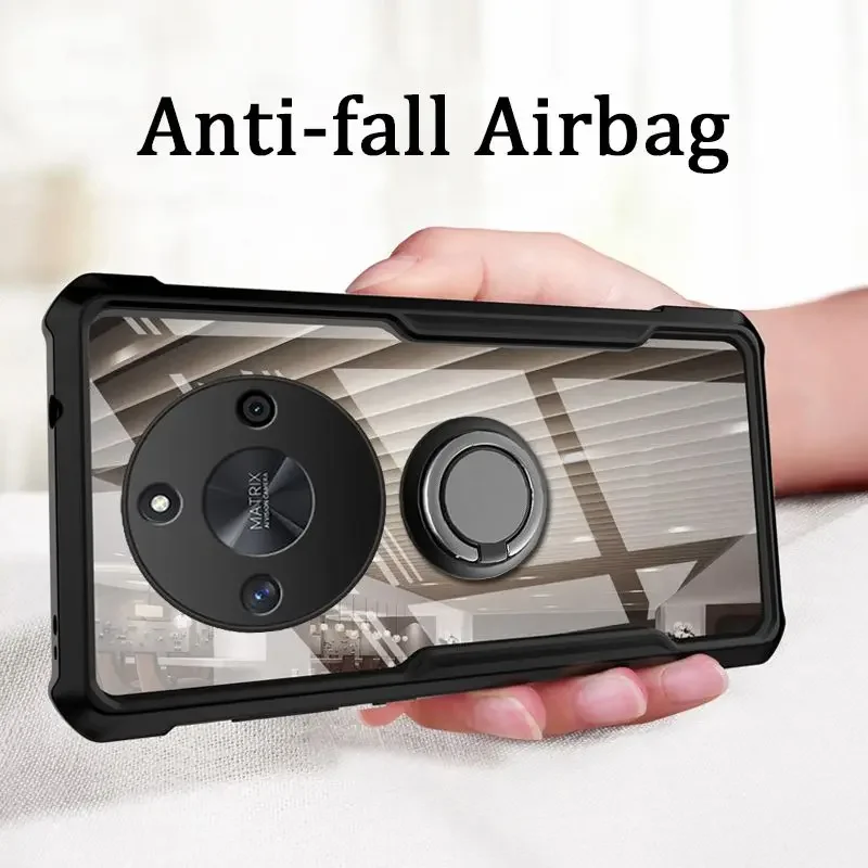 Casing Ponsel Akrilik Transparan Tahan Benturan untuk Honor X9C Smart 400 Lite Cincin Penyangga Magnet Fundas untuk Honor Magic 7 Pro