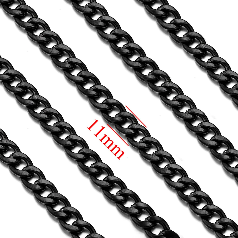 1meter Stainless Steel Black Plated Chain for Men Punk Jewelry Making Necklace Trend Chunky Link Chain DIY Bracelets Accessories