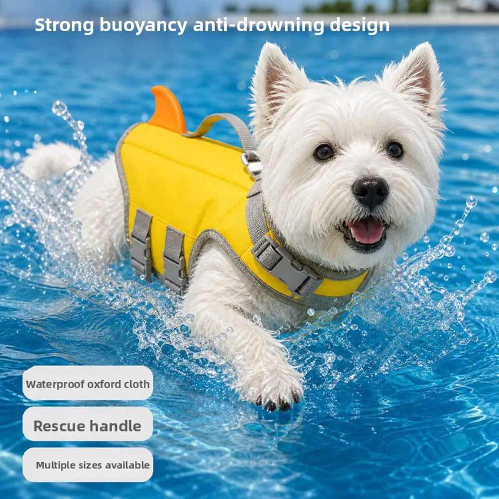 Adjustable Dog Life Jacket Summer Waterproof Puppy Surfing Clothes Breathable Hand Carried Dog Lifesavers Swimsuits Dog Supply