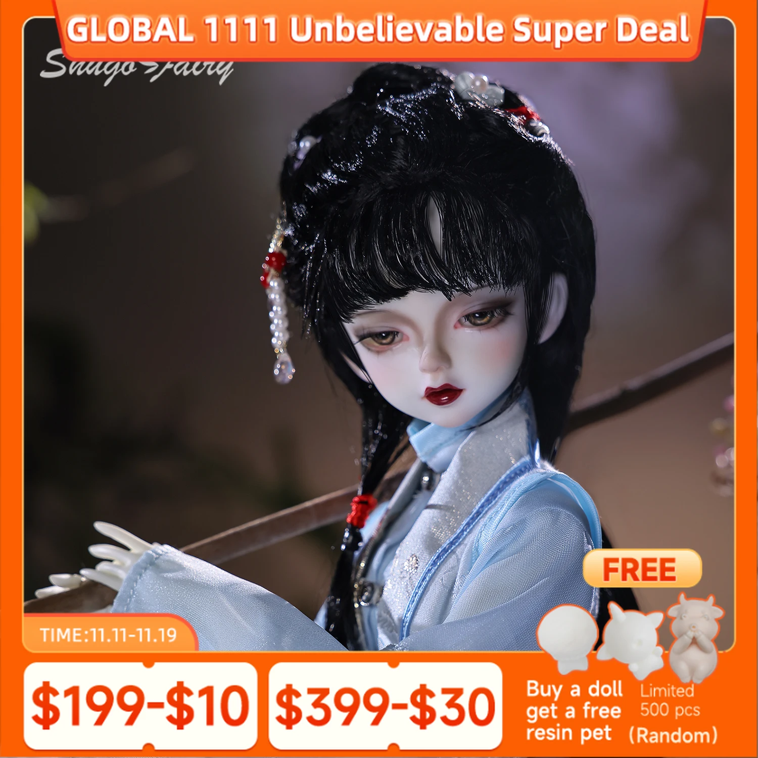 

Satani I 1/4 Bjd кукла Ming Hanfu в древнем стиле ShugaFairy из смолы, высокое качество, шарнирные шариковые куклы, игрушки, полный комплект, женский