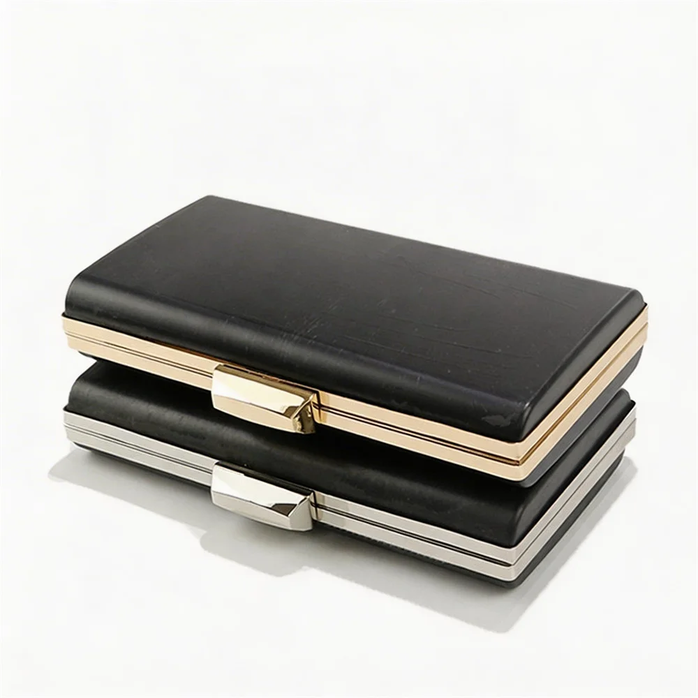 Purse Frame Plastic Black Cover Two Parts 22cm Rectangular Box Handcraft DIY Material Clasp Bag Accessories  Light Gold Frame