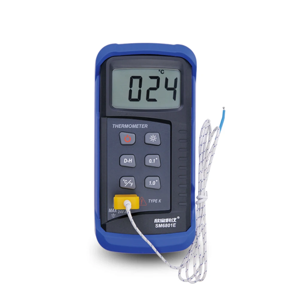 SM6801E Digital Thermometer -50℃~1300℃ LCD K-Type Thermocouple Probe Temperature Tester Resolution 0.1℃ Fast Contact Temp Meter