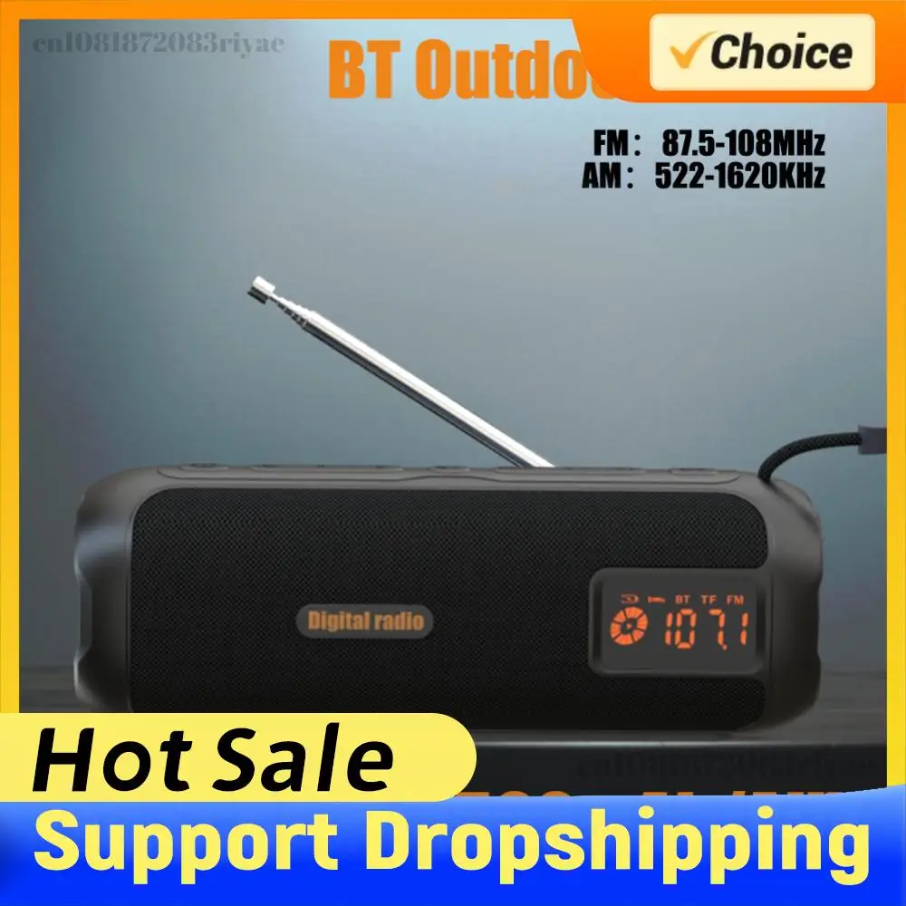 

Wireless BT Speaker LED Display Portable Radio Support TF Card AM FM Radio 10W Rechargeable Radio TypeC for Home Kitchen Outdoor