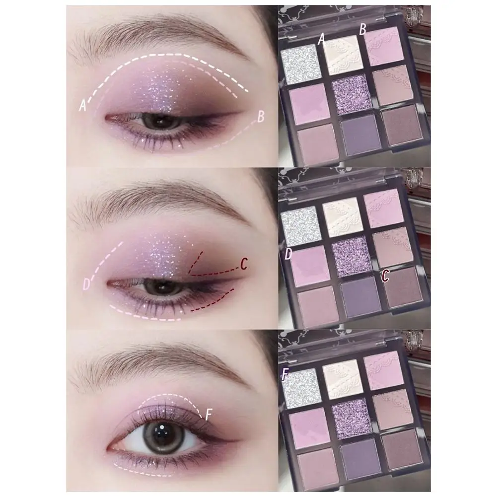 Lila Lidschatten Palette Punk rauchig lila Spitze schimmern Frauen Highlights Ton Schatten Auge cool Make-up Kosmetik matt kore j2l0