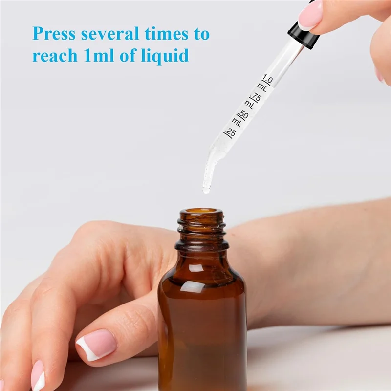 Practical-10 Pack Glass Eye Droppers - Curved And Straight Tips, 1 ML Pipette Droppers For Crafts, Measuring And Eyedroppers