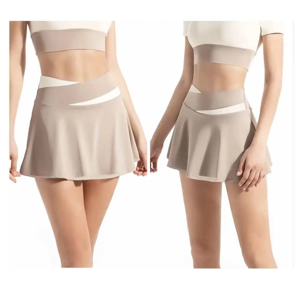 

Бесшовные женские теннисные юбки с перекрестной талией, мягкая эластичная дышащая спортивная юбка для гольфа с высокой талией, быстросохнущее женское платье для тенниса